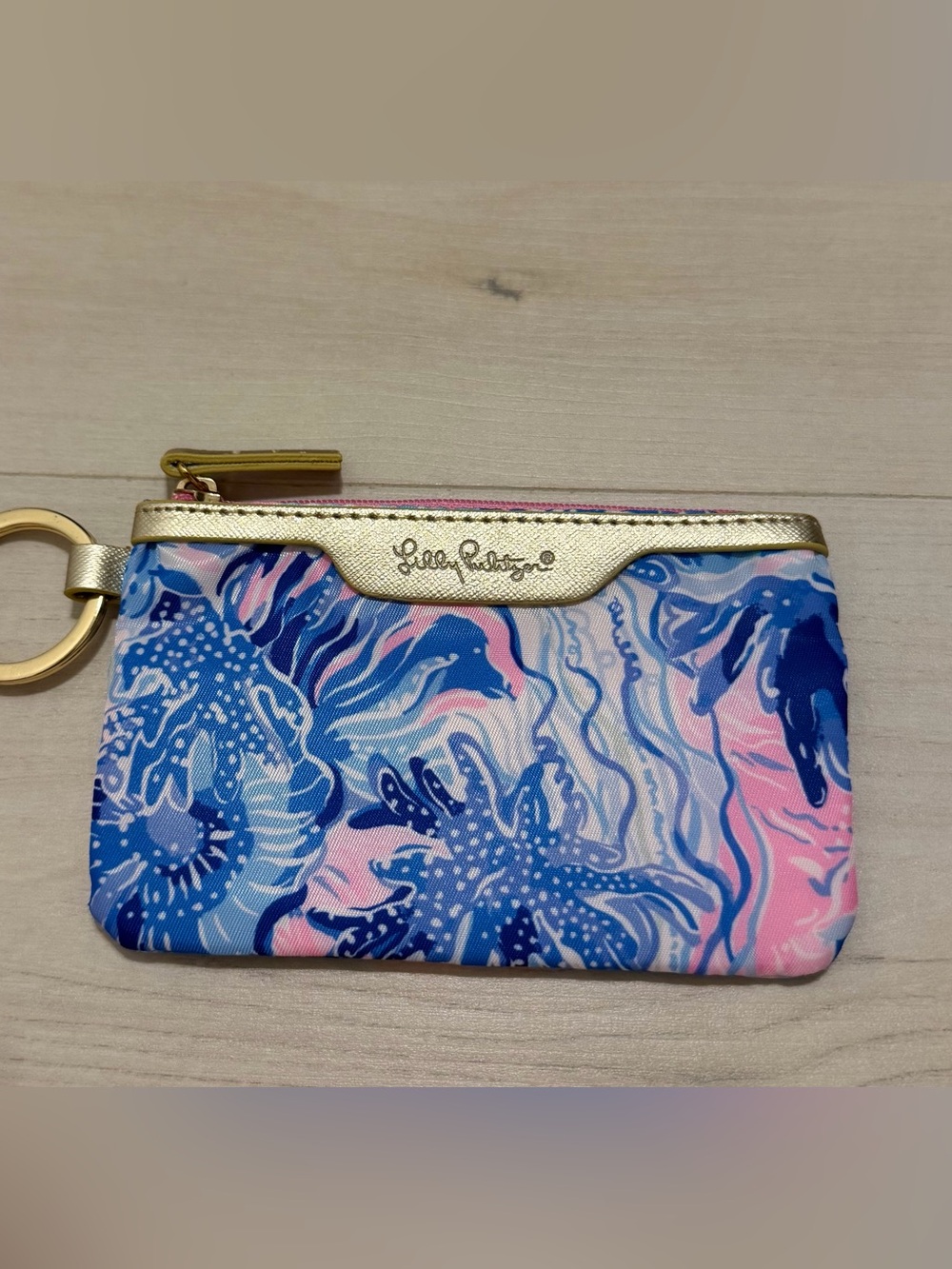 Lilly Pulitzer Blue/Pink/Gold Floral ID Case